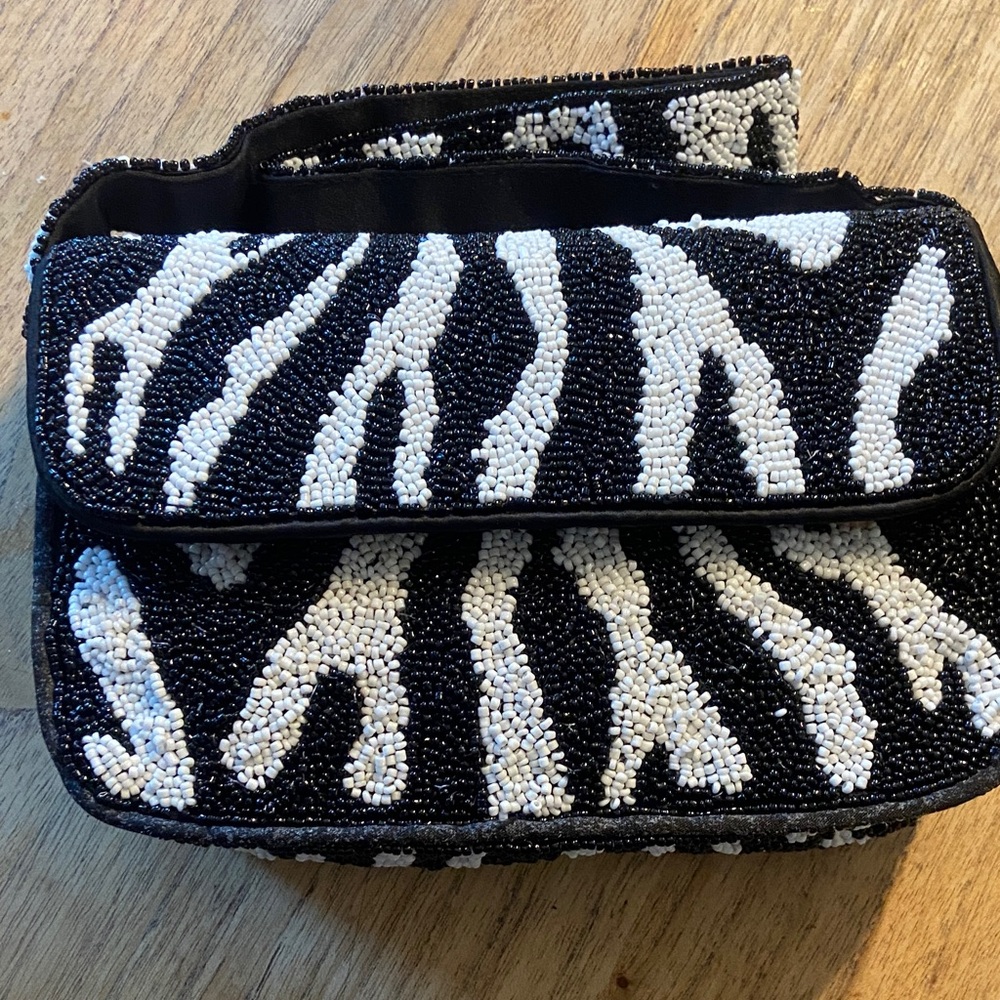 Rachel Zoe Black and White Beaded Bag